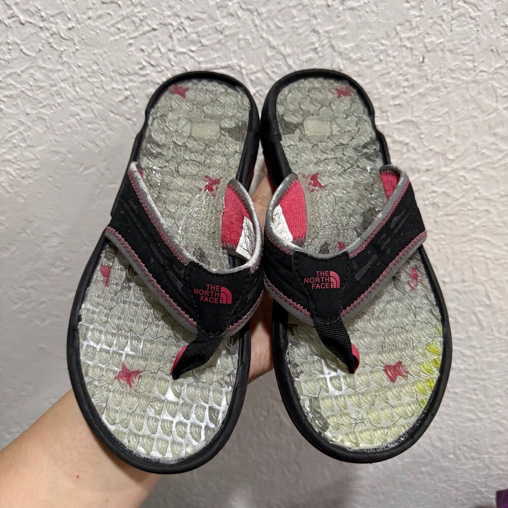 NORTH FACE Black Base Camp Flip Flops Sandals Logo Women's Size 7